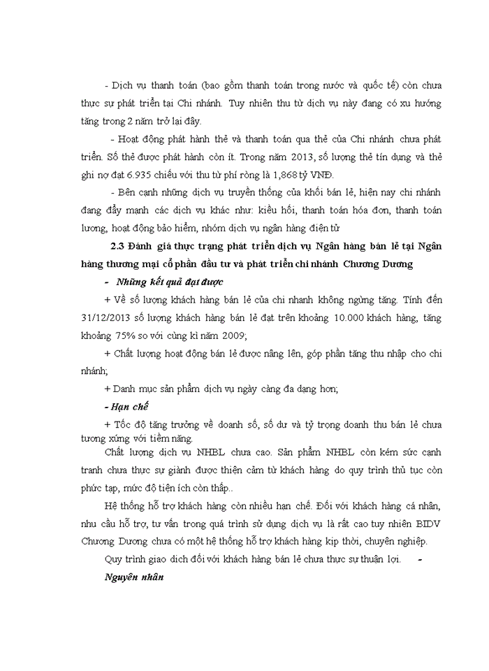 image for page THS Phát triển dịch vụ ngân hàng bán lẻ tại Ngân hàng thương mại cổ phần Đầu tư và Phát triển chi nhánh Chương Dương