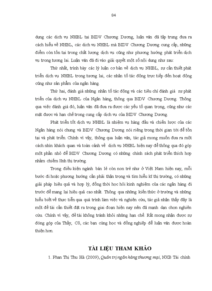 image for page THS Phát triển dịch vụ ngân hàng bán lẻ tại Ngân hàng thương mại cổ phần Đầu tư và Phát triển chi nhánh Chương Dương
