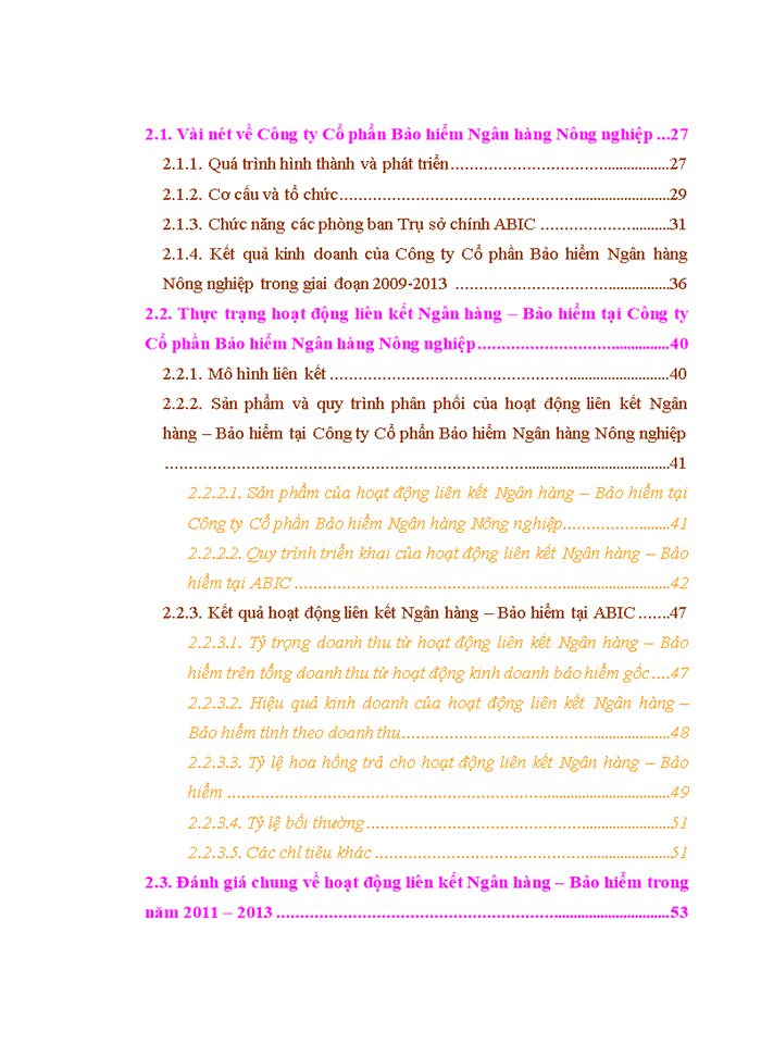 THS Hoạt động liên kết Ngân hàng Bảo hiểm tại Công ty Cổ phần Bảo hiểm Ngân hàng Nông nghiệp