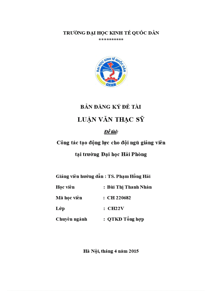 image for page THS Công tác tạo động lực cho đội ngũ giảng viên tại trường Đại học Hải Phòng