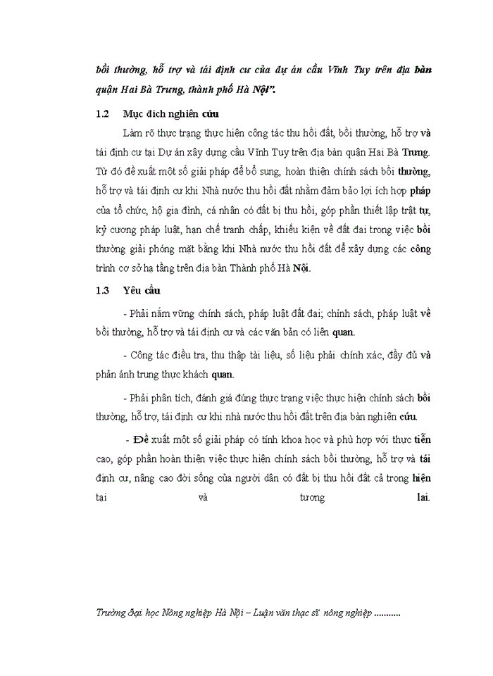image for page THS Đánh giá thực trạng công tác thu hồi đất bồi thường hỗ trợ và tái định cư của dự án cầu Vĩnh Tuy trên địa bàn quận Hai Bà Trưng thành phố Hà Nội