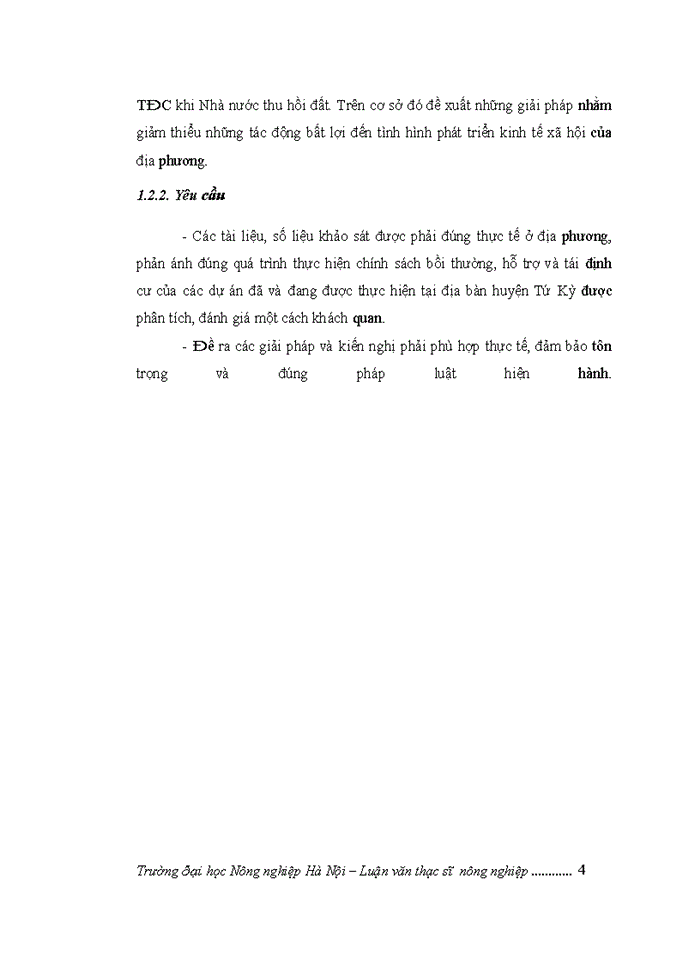 image for page THS Đánh giá việc thực hiện chính sách bồi thường hỗ trợ giải phóng mặt bằng và tái định cư khi Nhà nước thu hồi đất tại một số dự án trên địa bàn huyện Tứ Kỳ tỉnh Hải Dương