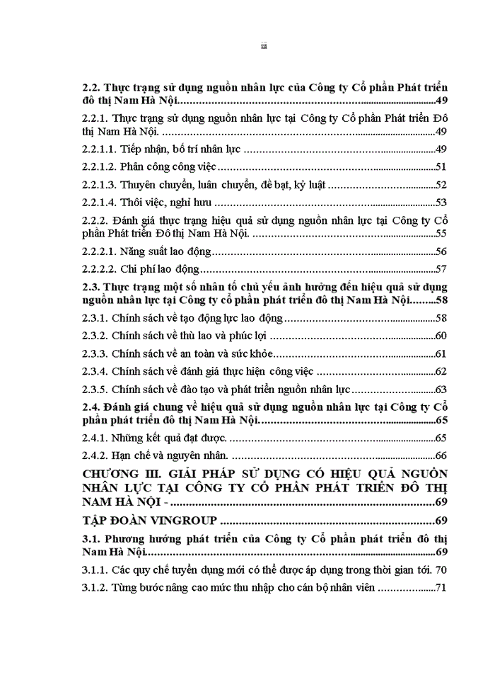 THS Giải pháp sử dụng có hiệu quả nguồn nhân lực tại Công ty cổ phần phát triển đô thị Nam Hà Nội -Tập đoàn VINGROUP