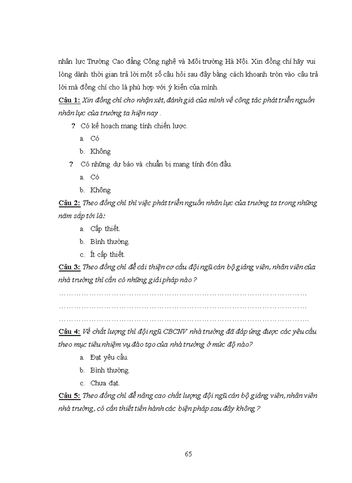 image for page THS Phát triển nguồn nhân lực tại Trường Cao đẳng Công nghệ và Môi trường Hà Nội