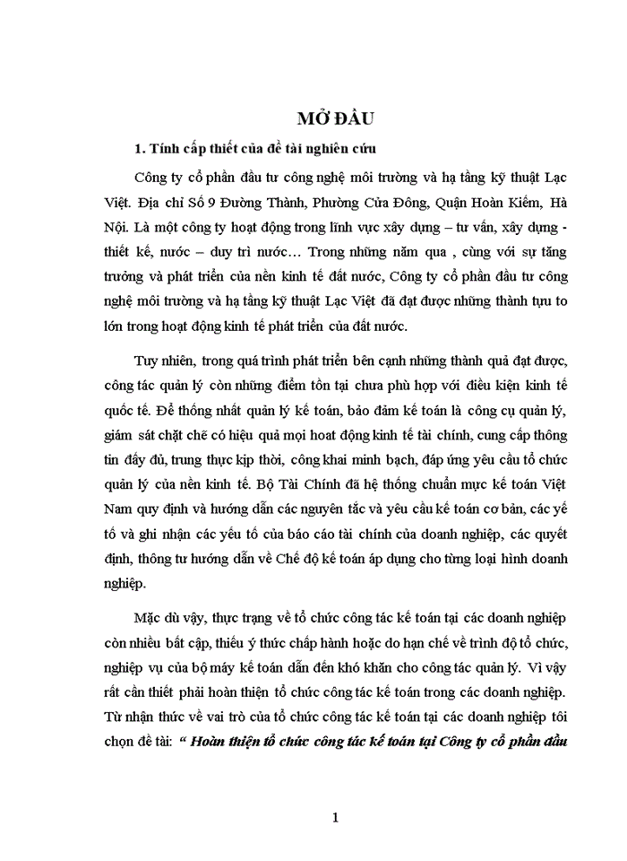 image for page THS Hoàn thiện tổ chức công tác kế toán tại Công ty cổ phần đầu tư công nghệ môi trường và hạ tầng kỹ thuật Lạc Việt