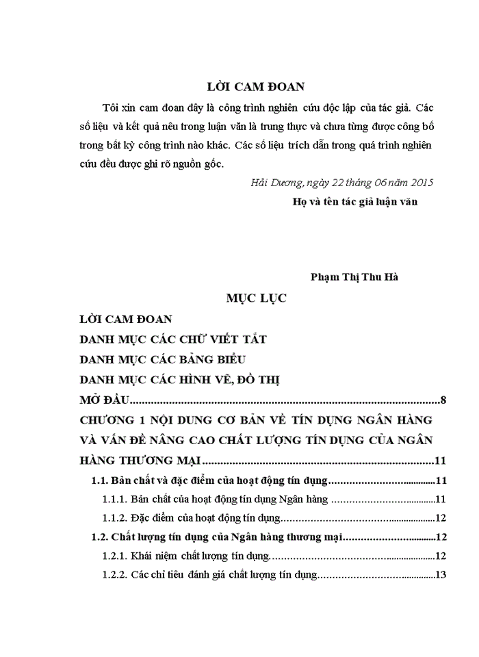 THS Nâng cao chất lượng tín dụng tại Ngân hàng Nông nghiệp và phát triển nông thôn Chi nhánh Hải Dương