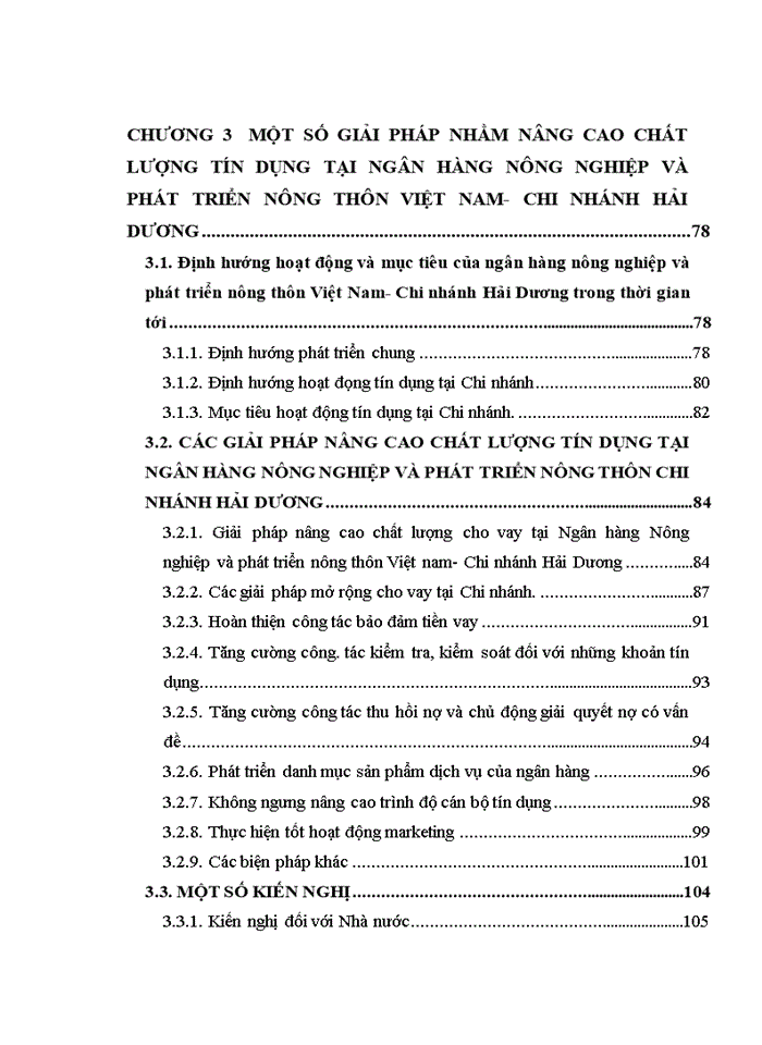 THS Nâng cao chất lượng tín dụng tại Ngân hàng Nông nghiệp và phát triển nông thôn Chi nhánh Hải Dương