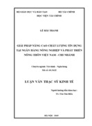 THS Giải pháp nâng cao chất lương tín dụng tại Ngân hàng Nông nghiệp và Phát triển Nông thôn Việt Nam - chi nhánh Đống Đa