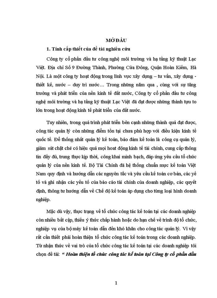image for page THS Hoàn thiện tổ chức công tác kế toán tại Công ty cổ phần đầu tư công nghệ môi trường và hạ tầng kỹ thuật Lạc Việt