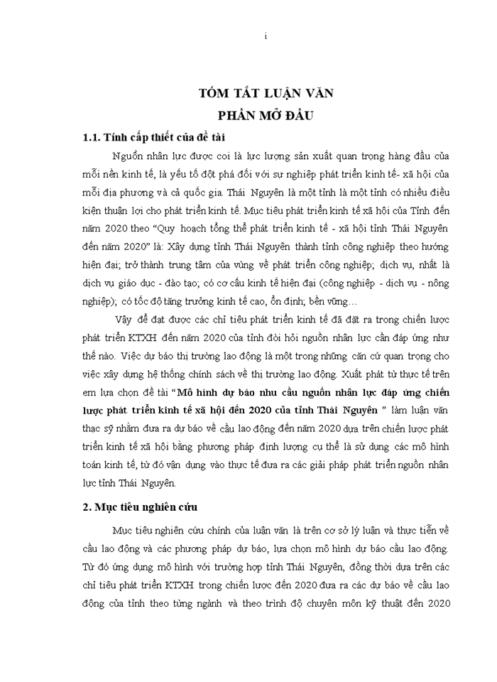 image for page THS Mô hình dự báo nhu cầu nguồn nhân lực đáp ứng chiến lược phát triển kinh tế xã hội đến 2020 của tỉnh Thái Nguyên