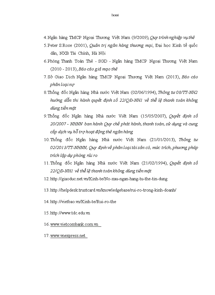 image for page THS Quản trị rủi ro trong hoạt động kinh doanh thẻ tín dụng tại Ngân hàng TMCổ phần Ngoại Thương Việt Nam Sở Giao Dịch