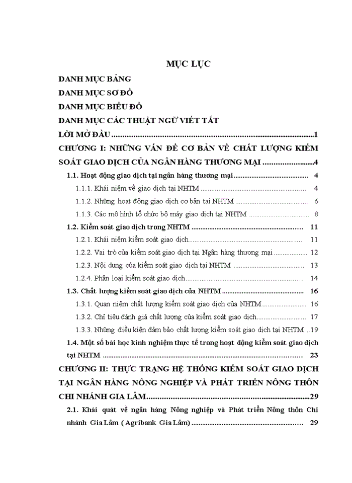 THS Khảo sát chất lượng kiểm soát giao dịch tại Ngân hàng Nông nghiệp và Phát triển Nông thôn chi nhánh Gia Lâm Hà Nội