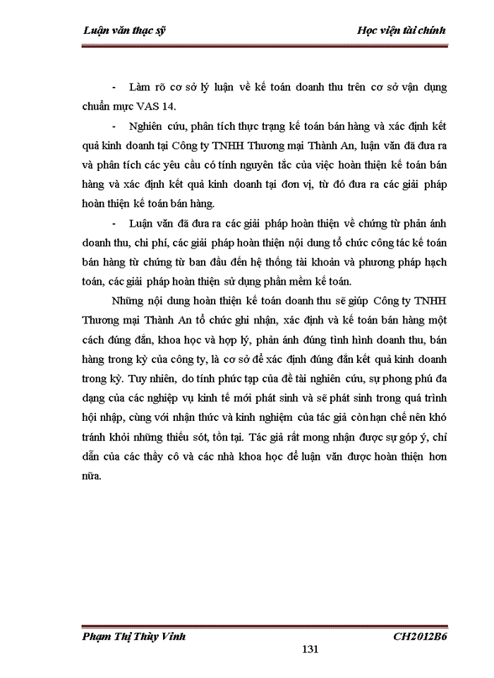 image for page THS Vận dụng chuẩn mực kế toán số 14 Doanh thu và thu nhập khác vào hoàn thiện kế toán bán hàng và xác định kết quả kinh doanh tại Công ty Trách nhiệm hữu hạn Thương mại Thành An
