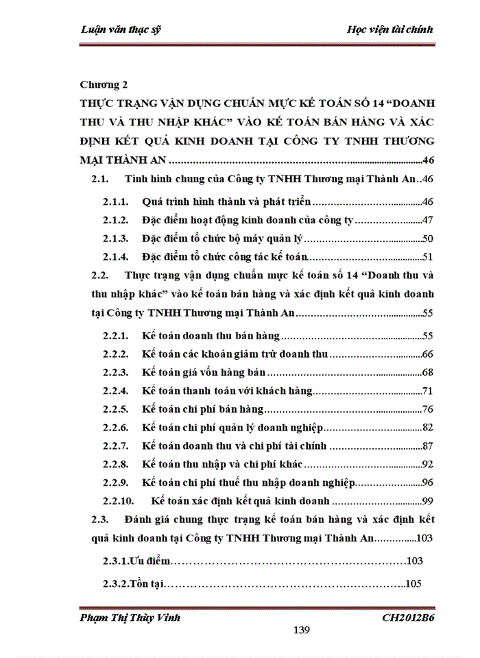 image for page THS Vận dụng chuẩn mực kế toán số 14 Doanh thu và thu nhập khác vào hoàn thiện kế toán bán hàng và xác định kết quả kinh doanh tại Công ty Trách nhiệm hữu hạn Thương mại Thành An