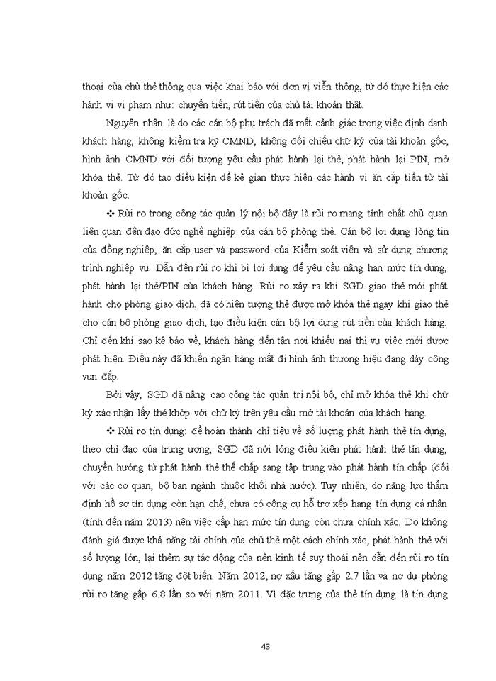 image for page THS Quản trị rủi ro trong hoạt động kinh doanh thẻ tín dụng tại Ngân hàng TMCổ phần Ngoại Thương Việt Nam Sở Giao Dịch