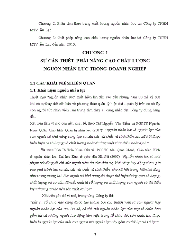 image for page THS Nâng cao chất lượng nguồn nhân lực tại Công ty Trách nhiệm hữu hạn Một thành viên Âu Lạc - Quảng Ninh đến năm 2015