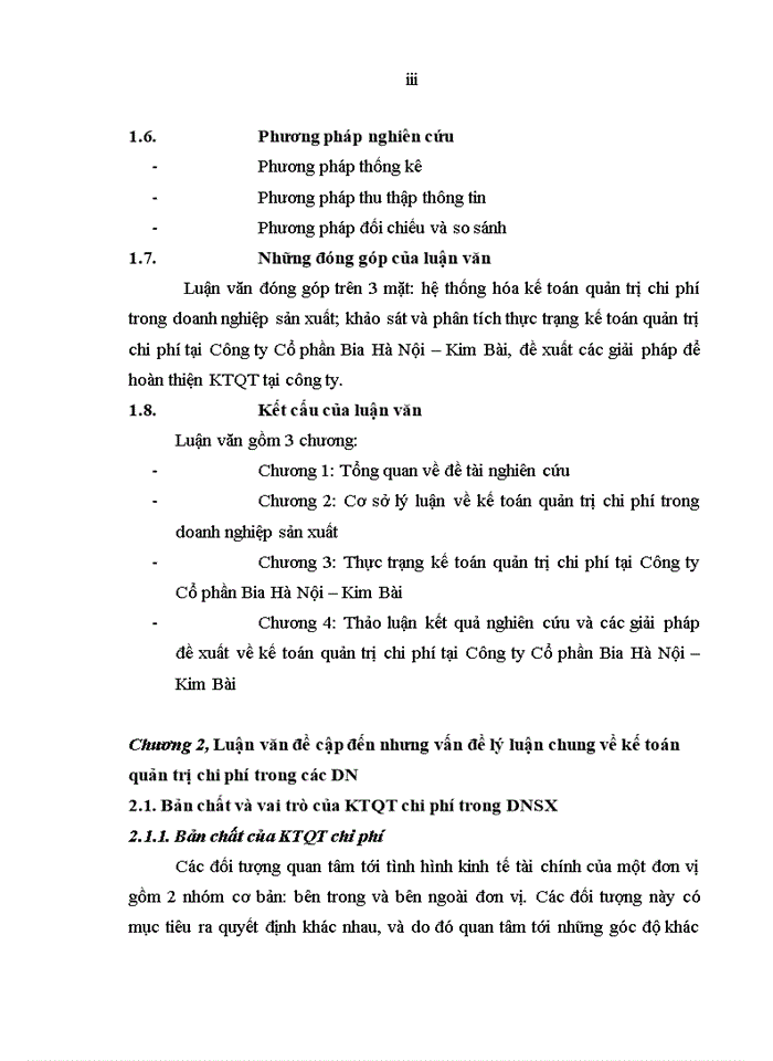 image for page THS Hoàn thiện kế toán quản trị chi phí tại Công ty Cổ Phần Bia Hà Nội Kim Bài
