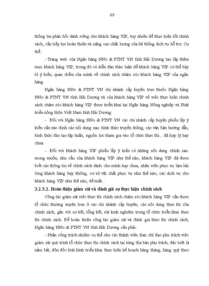 image for page THS Tổ chức thực thi chính sách chăm sóc khách hàng VIP tại Ngân hàng Nông nghiệp và Phát triển nông thôn Việt Nam tỉnh Hải Dương