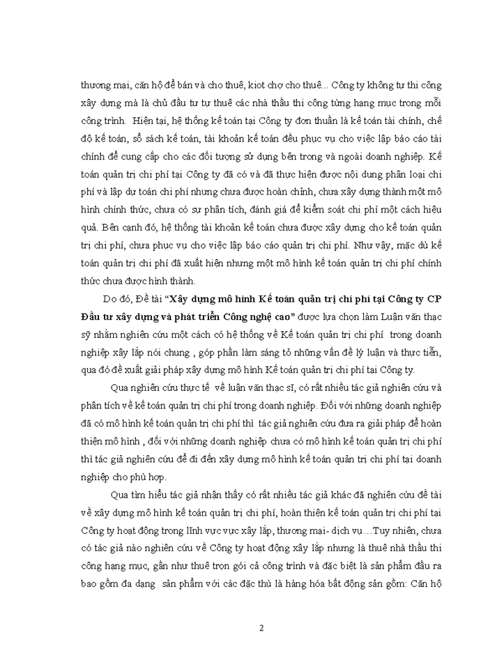 image for page THS XÂY DỰNG MÔ HÌNH KẾ TOÁN QUẢN TRỊ CHI PHÍ TẠI CÔNG TY Cổ phần ĐẦU TƯ XÂY DỰNG VÀ PHÁT TRIỂN CÔNG NGHỆ CAO