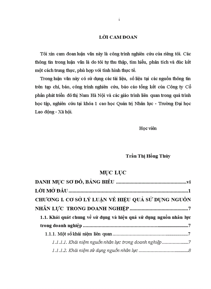 ThS Giải pháp nâng cao hiệu quả sử dụng nguồn nhân lực tại Công ty cổ phần phát triển đô thị Nam Hà Nội