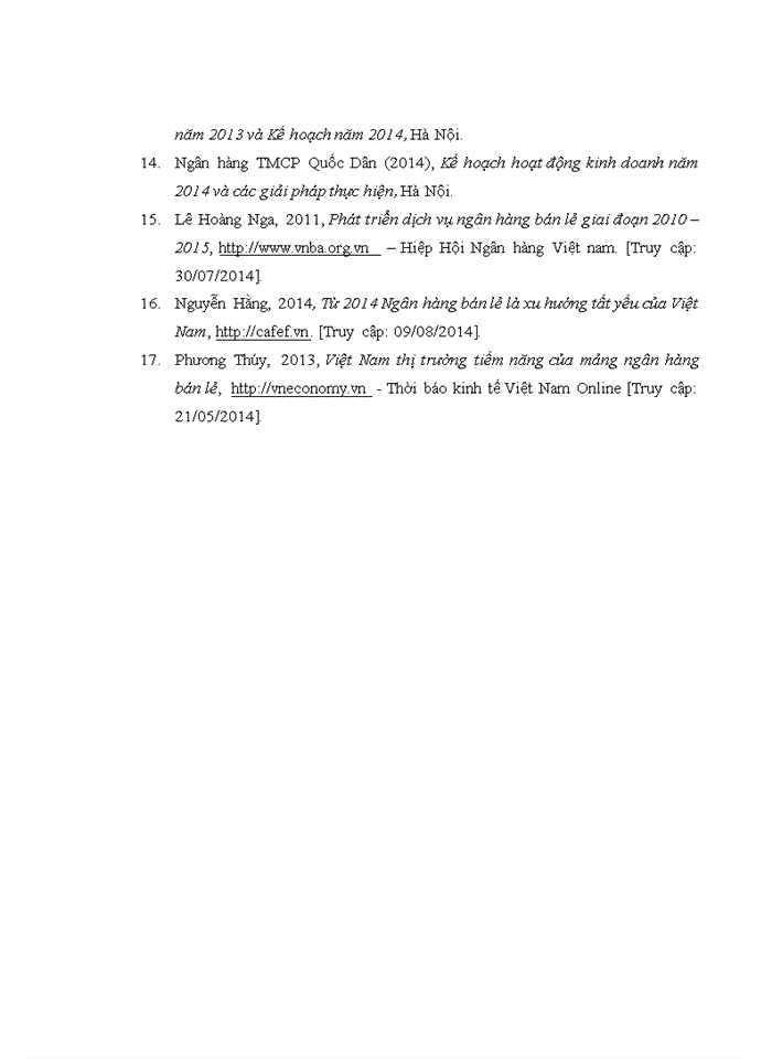 image for page ThS Phát triển dịch vụ tín dụng bán lẻ tại Ngân hàng TMCổ phần Quốc Dân Chi nhánh Hà Nội