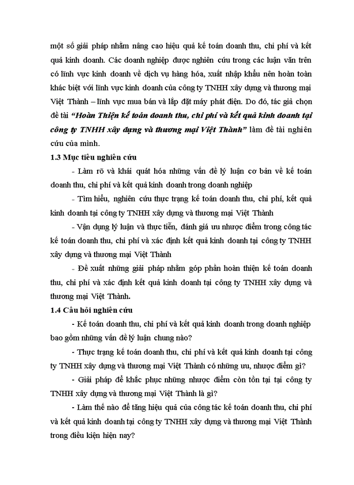 image for page ThS Hoàn thiện kế toán doanh thu chi phí và kết quả kinh doanh tại công ty Trách nhiệm hữu hạn xây dựng và thương mại Việt Thành