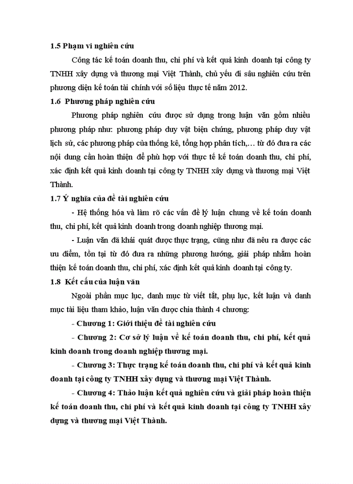 image for page ThS Hoàn thiện kế toán doanh thu chi phí và kết quả kinh doanh tại công ty Trách nhiệm hữu hạn xây dựng và thương mại Việt Thành