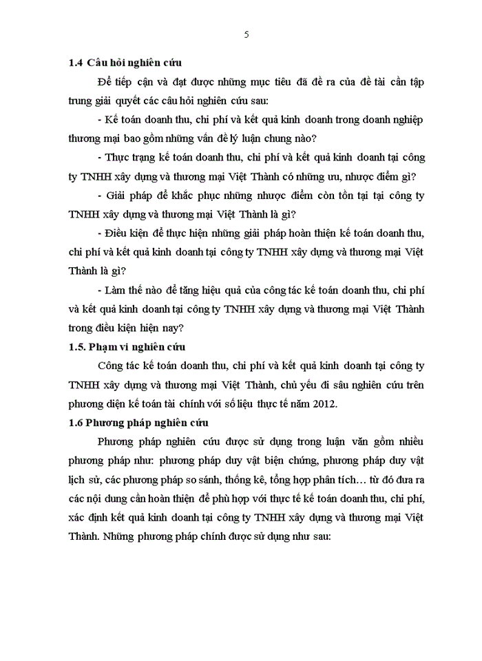 image for page ThS Hoàn thiện kế toán doanh thu chi phí và kết quả kinh doanh tại công ty Trách nhiệm hữu hạn xây dựng và thương mại Việt Thành