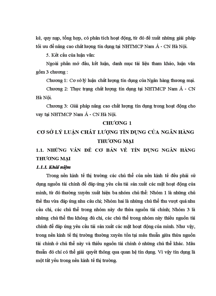 image for page ThS Giải pháp nâng cao chất lượng tín dụng trong hoạt động cho vay tại NHTMCổ phần Nam Á - Công nghiệp Hà Nội