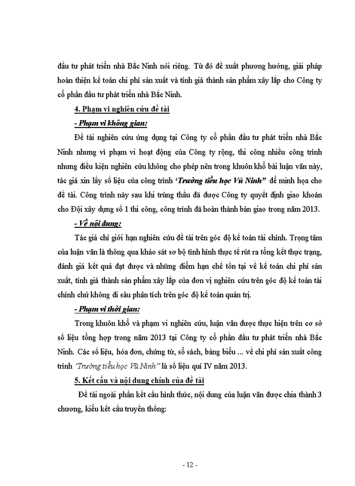 image for page ThS Hoàn thiện kế toán chi phí sản xuất và tính giá thành sản phẩm xây lắp tại Công ty cổ phần đầu tư phát triển nhà Bắc Ninh