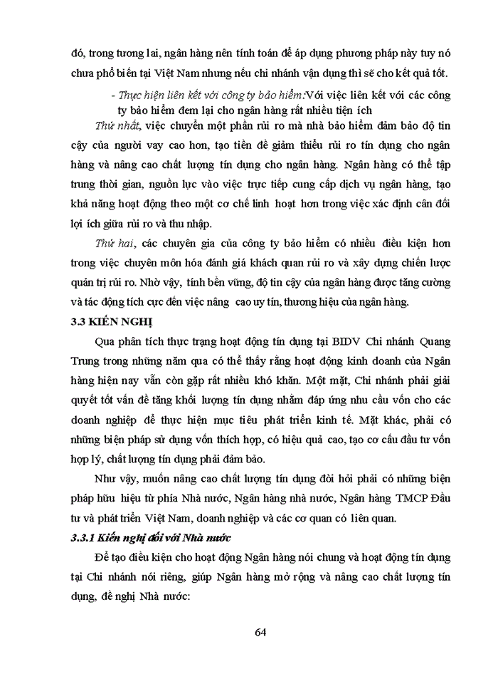 image for page Giải pháp nâng cao chất lượng tín dụng tại Ngân hàng TMCổ phần Đầu tư và Phát triển Việt Nam chi nhánh Quang Trung