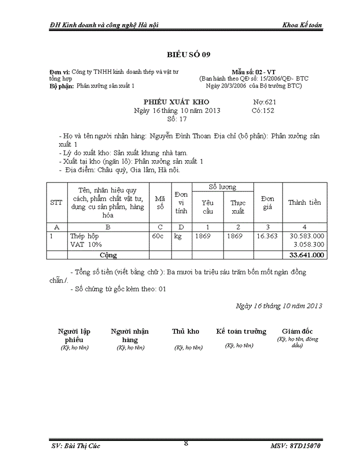 image for page Tình hình thực tế tổ chức công tác kế toán tại Công ty Trách nhiệm hữu hạn Kinh doanh thép và vật tư tổng hợp