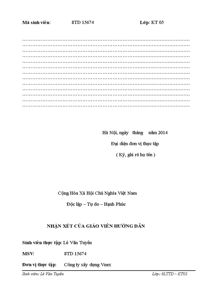 image for page Báo cáo tại Công ty cổ phần đầu tư và xây dựng Vnexpand Việt Nam tên viết tắt Công ty xây dựng Vnex