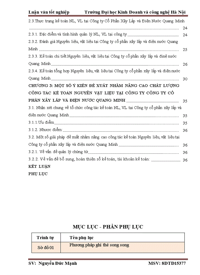 image for page Kế toán Nguyên liệu vật liệu tại Công ty cổ phần xây lắp và điện nước Quang Minh