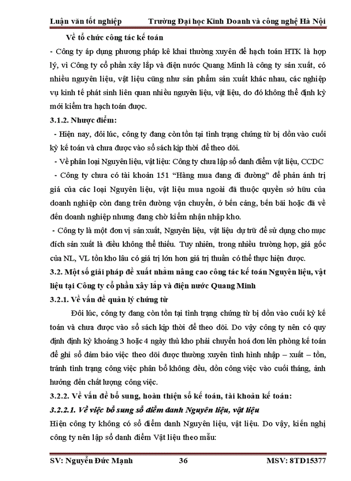 image for page Kế toán Nguyên liệu vật liệu tại Công ty cổ phần xây lắp và điện nước Quang Minh