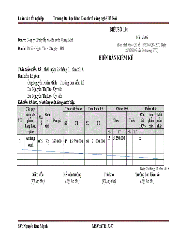 image for page Kế toán Nguyên liệu vật liệu tại Công ty cổ phần xây lắp và điện nước Quang Minh