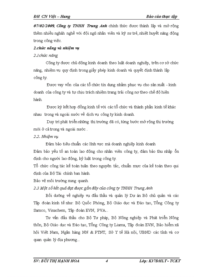 image for page Báo cáo tại công ty Trách nhiệm hữu hạn Trung Anh