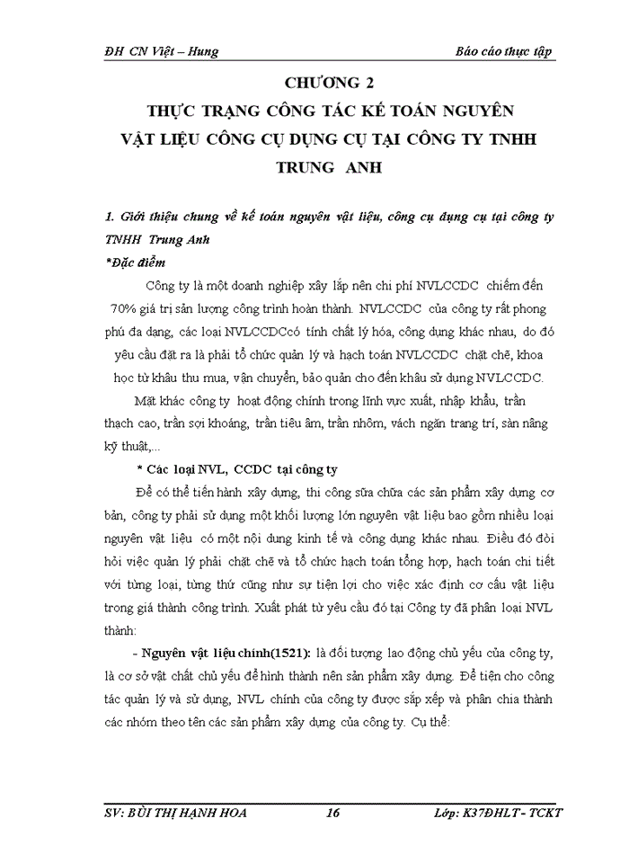 image for page Báo cáo tại công ty Trách nhiệm hữu hạn Trung Anh