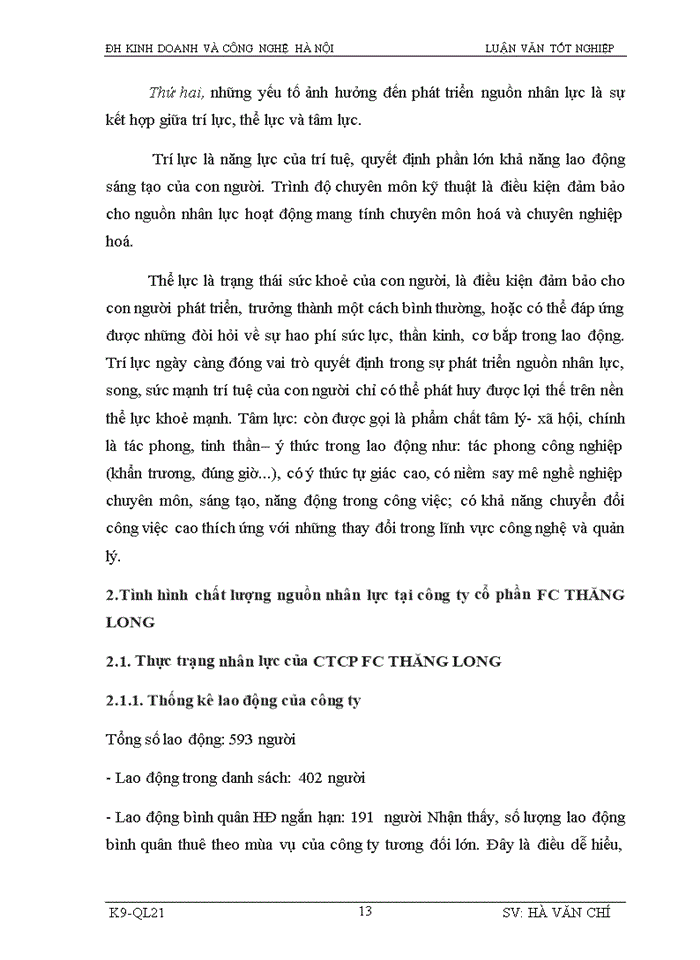 image for page Nâng cao chất lượng nguồn nhân lực tại công ty Cổ phần FC Thăng Long