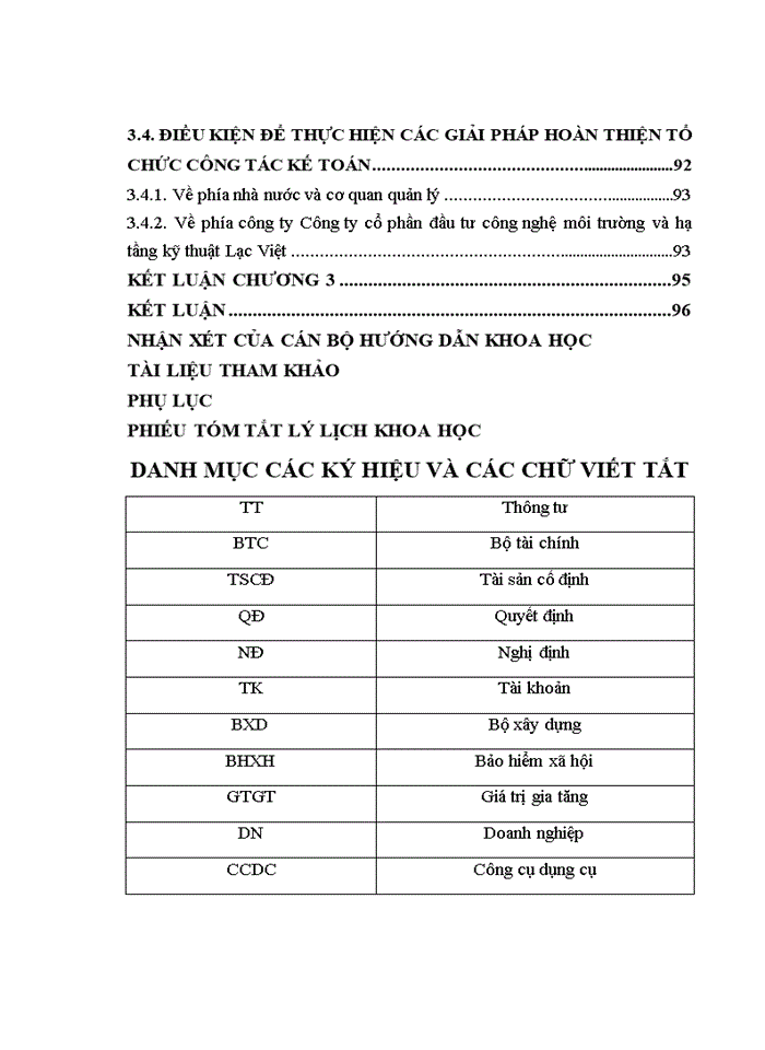 ThS Hoàn thiện tổ chức công tác kế toán tại Công ty cổ phần đầu tư công nghệ môi trường và hạ tầng kỹ thuật Lạc Việt