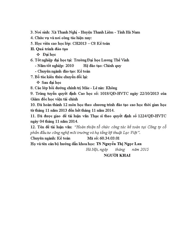 image for page ThS Hoàn thiện tổ chức công tác kế toán tại Công ty cổ phần đầu tư công nghệ môi trường và hạ tầng kỹ thuật Lạc Việt