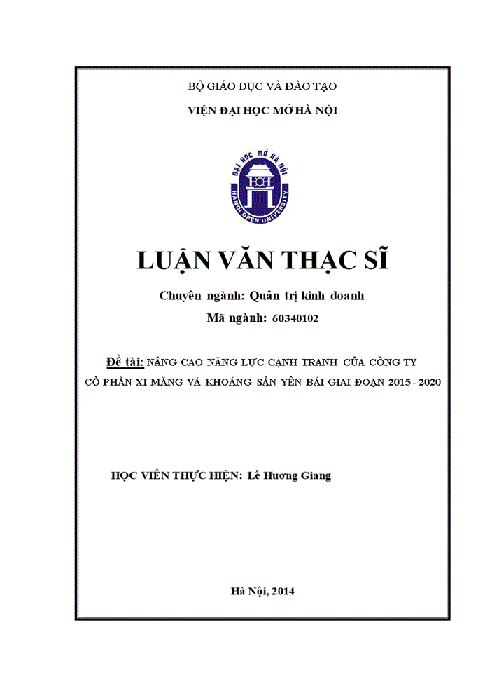 image for page ThS Nâng cao năng lực cạnh tranh của công ty cổ phần xi măng và khoáng sản Yên Bái giai đoạn 2015-2020