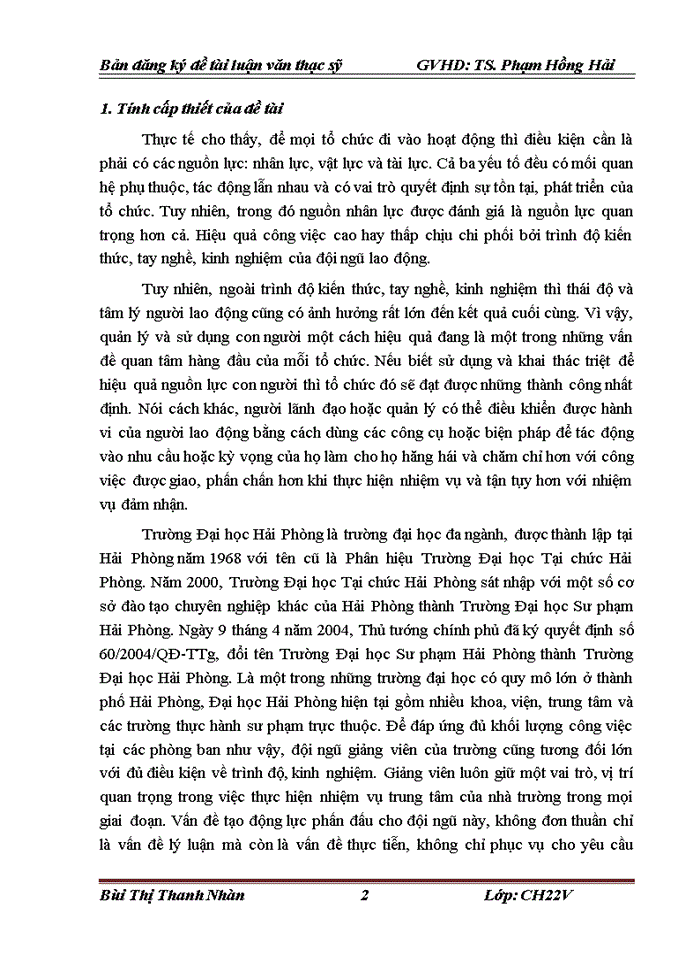 image for page ThS Công tác tạo động lực cho đội ngũ giảng viên tại trường Đại học Hải Phòng