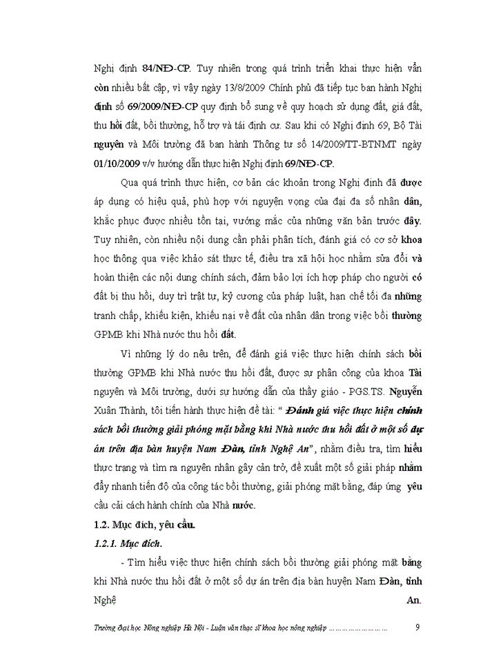 image for page ThS Đánh giá việc thực hiện chính sách bồi thường giải phóng mặt bằng khi Nhà nước thu hồi đất ở một số dự án trên địa bàn huyện Nam Đàn tỉnh Nghệ An