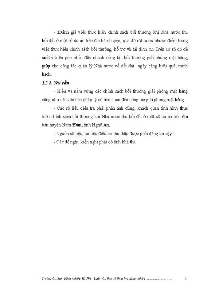 image for page ThS Đánh giá việc thực hiện chính sách bồi thường giải phóng mặt bằng khi Nhà nước thu hồi đất ở một số dự án trên địa bàn huyện Nam Đàn tỉnh Nghệ An