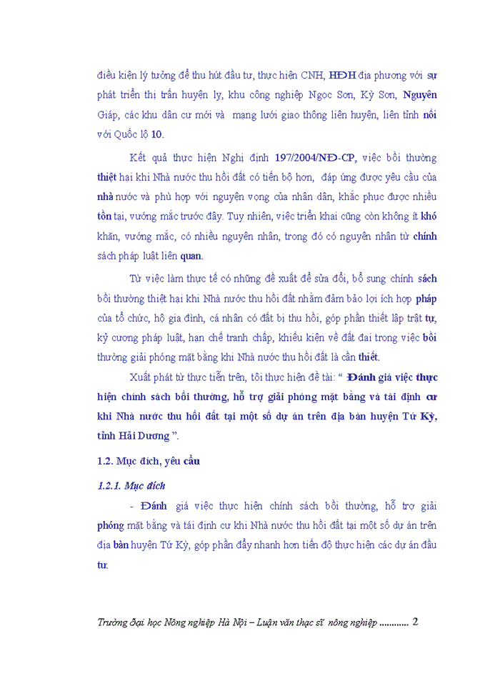 image for page ThS Đánh giá việc thực hiện chính sách bồi thường hỗ trợ giải phóng mặt bằng và tái định cư khi Nhà nước thu hồi đất tại một số dự án trên địa bàn huyện Tứ Kỳ tỉnh Hải Dương