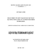 ThS Hoàn thiện tổ chức hạch toán kế toán tại Tổng tổng công ty Cổ phần Bảo hiểm Petrolimex