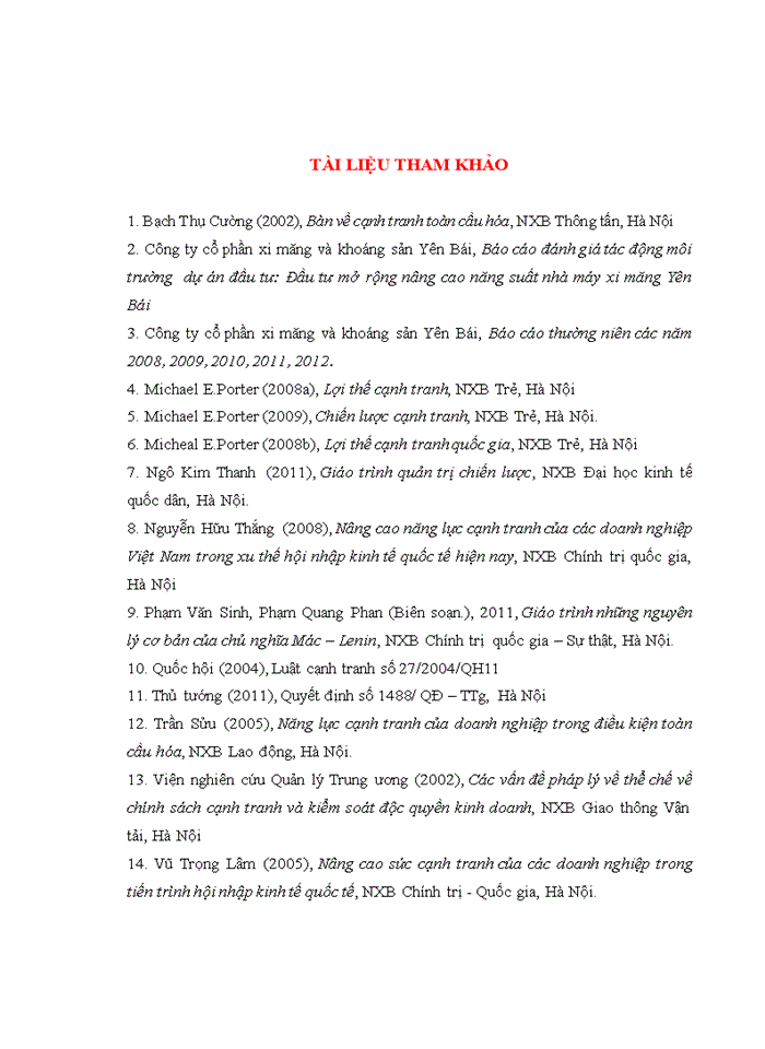 image for page ThS Nâng cao năng lực cạnh tranh của Công ty cổ phần Xi măng và Khoáng sản Yên Bái giai đoạn 2013 2020