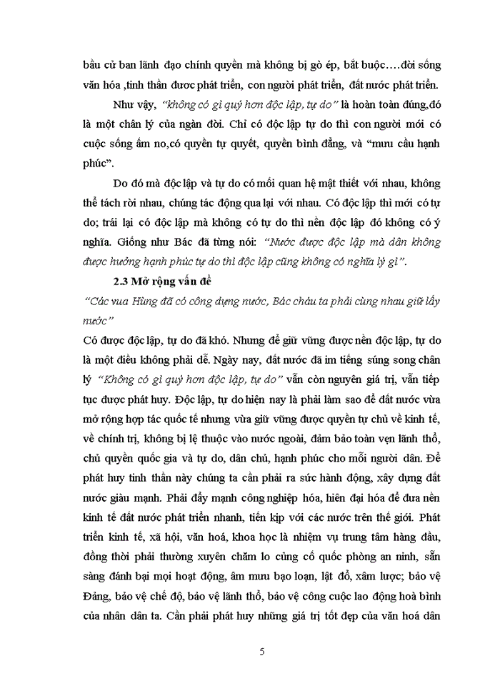 image for page Tư tưởng không có gì quý hơn độc lập tự do