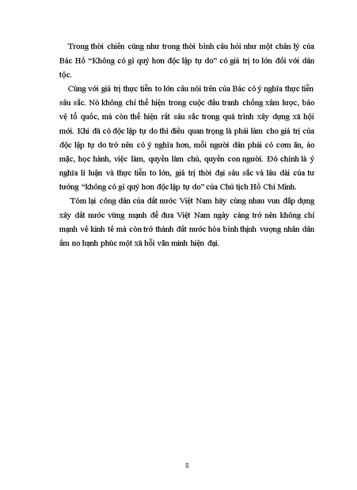 image for page Tư tưởng không có gì quý hơn độc lập tự do